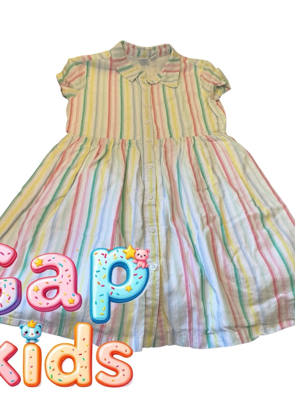 GAP Kids Pastel Multi-Color Striped Button-Up Shirt size 10-12